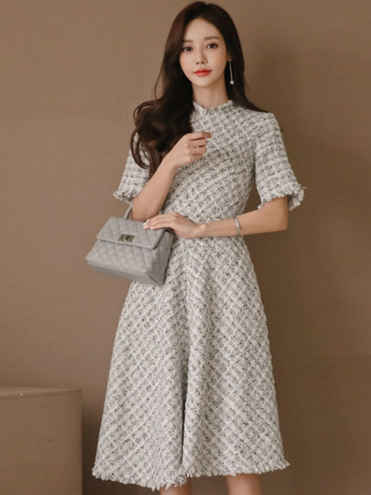 Korean Tweed Dress Luxury